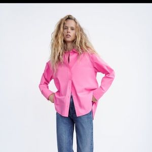 Zara Poplin Shirt. Button Up Blouse.